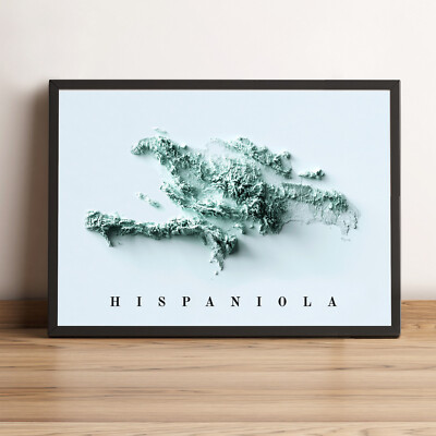 Hispaniola Island Map, Hispaniola Island 2D Relief Map  - 2D Flat