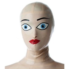 US Latex Gummi Hood Drama Maid Rubber Mask Handmade Fetish Catsuit Clubwear BDSM