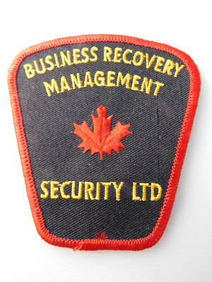 BUSINESS RECOVERY MANAGEMENT SECURITY LTD. PATCH VINTAGE COMPANY ADVERTISING