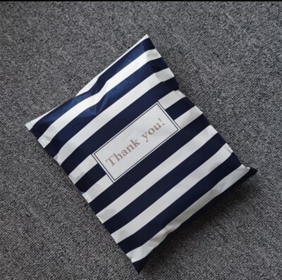 XCGS Navy Blue Striped Shipping Mailing Packaging Poly Envelope Bag | 100 per pk