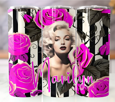 Marilyn Blonde Pink Roses 20oz Stainless Steel Tumbler Vintage Glamour Floral