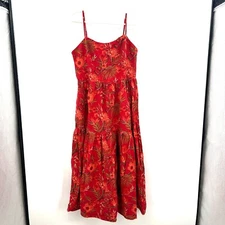 NWT Christian Lacroix Tropical Floral Tiered Midi Dress Linen Blend Women Large