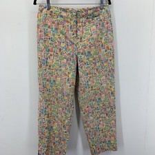 Vtg Talbots Womens 8 Ankle Pants All Over Graphic Print Artsy Multicolor Stretch