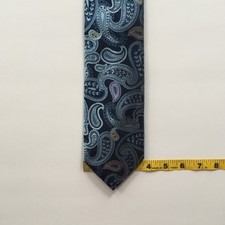 Barneys New York tie blue paisley gold 100 silk handmade in italy tie pa0797