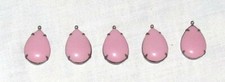 Findings New Old Stock USA-made Brass Vintage 60/70s FIVE Pink Teardrop Pendants