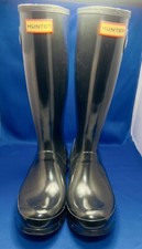 Hunter Original Tall Rain Boots Refined (Glossy Black, Women's Size US 5/EU 37)