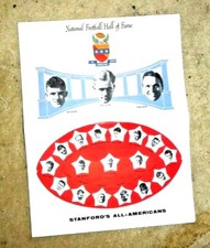 VINTAGE PAMPHLET STANFORD UNIVERSITY FOOTBALL ALL AMERICANS HALL OF FAME 1956