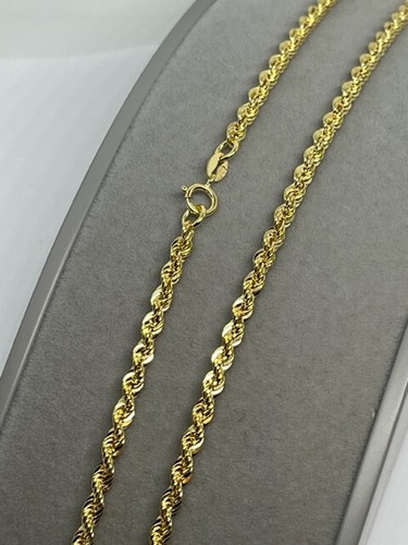 Cadena de cuerda de oro amarillo de 9 quilates de 3 mm de 26"/65 cm (202) - Imagen 3 de 4