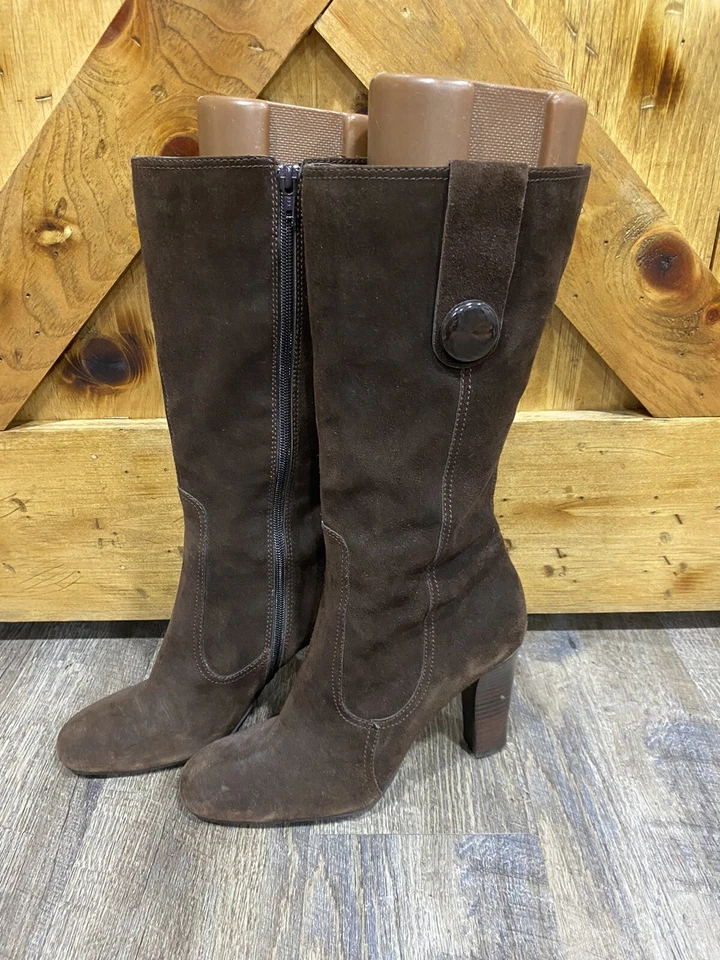 FRANCO SARTO Lilith  Brown Suede Tall Mid Calf Zip   Up Fall Winter Boots Sz 10M - Image 2 of 4