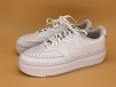 Size 10 Nike Women Court Vision Alta White Shoes Sneakers Lifestyle