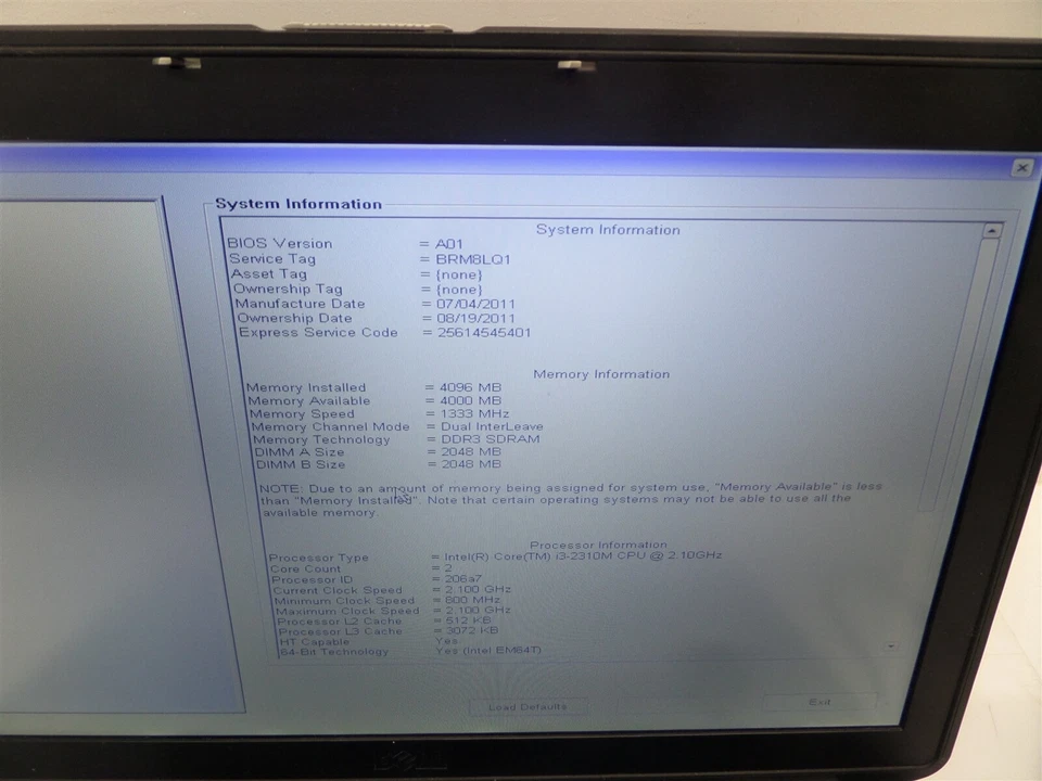 Dell Latitude E5520 15.6" Laptop w/ i3-2310M 2.1GHz CPU 4GB RAM - No HDD - Image 3 of 4