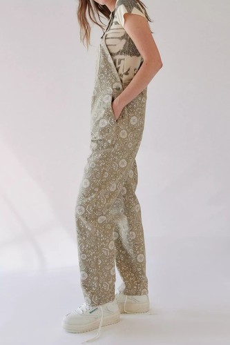 Dickies Ellis Bohemian floral beige overalls women's size XS duck canvas NEW - Picture 3 of 6