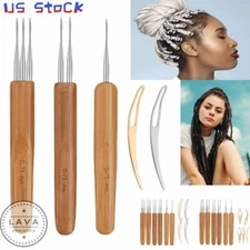 Bamboo Handle Crochet Dreadlock Hook Needle Tool Braiding Hair Making Tool LAVA