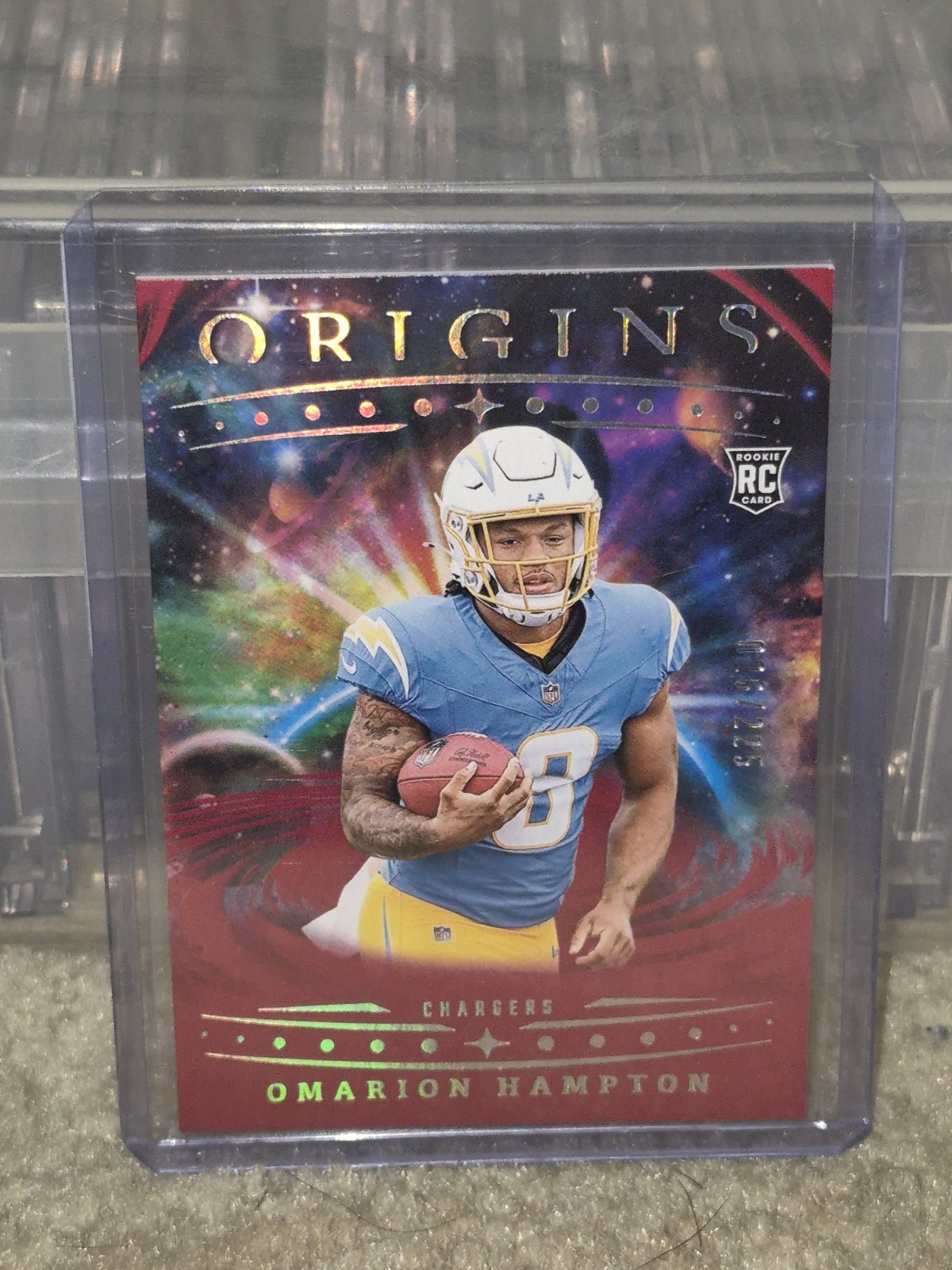 OMARION HAMPTON 2025 RED Origins /225 Rookie RC - #134 LA Chargers