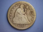1857-O SEATED LIBERTY QUARTER__25C SILVER COIN__G/VG NEW ORLEANS MINT