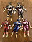 Vintage 1995 Power Rangers Metallic Chrome  Bandai Action Figures Lot of 5 USED