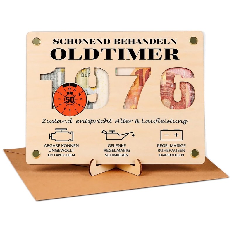 Geldgeschenk 50 Geburtstag Mann Holz Witzig Oldtimer Vintage Geschenkideen
