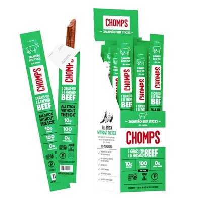 Chomps Grass-Fed and Finished Jalapeño Beef Jerky 1.15 Ounce (Pack of 24)