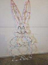 Vintage 3FT Lighted Metal Easter Bunny Decor Outdoor Indoor Works