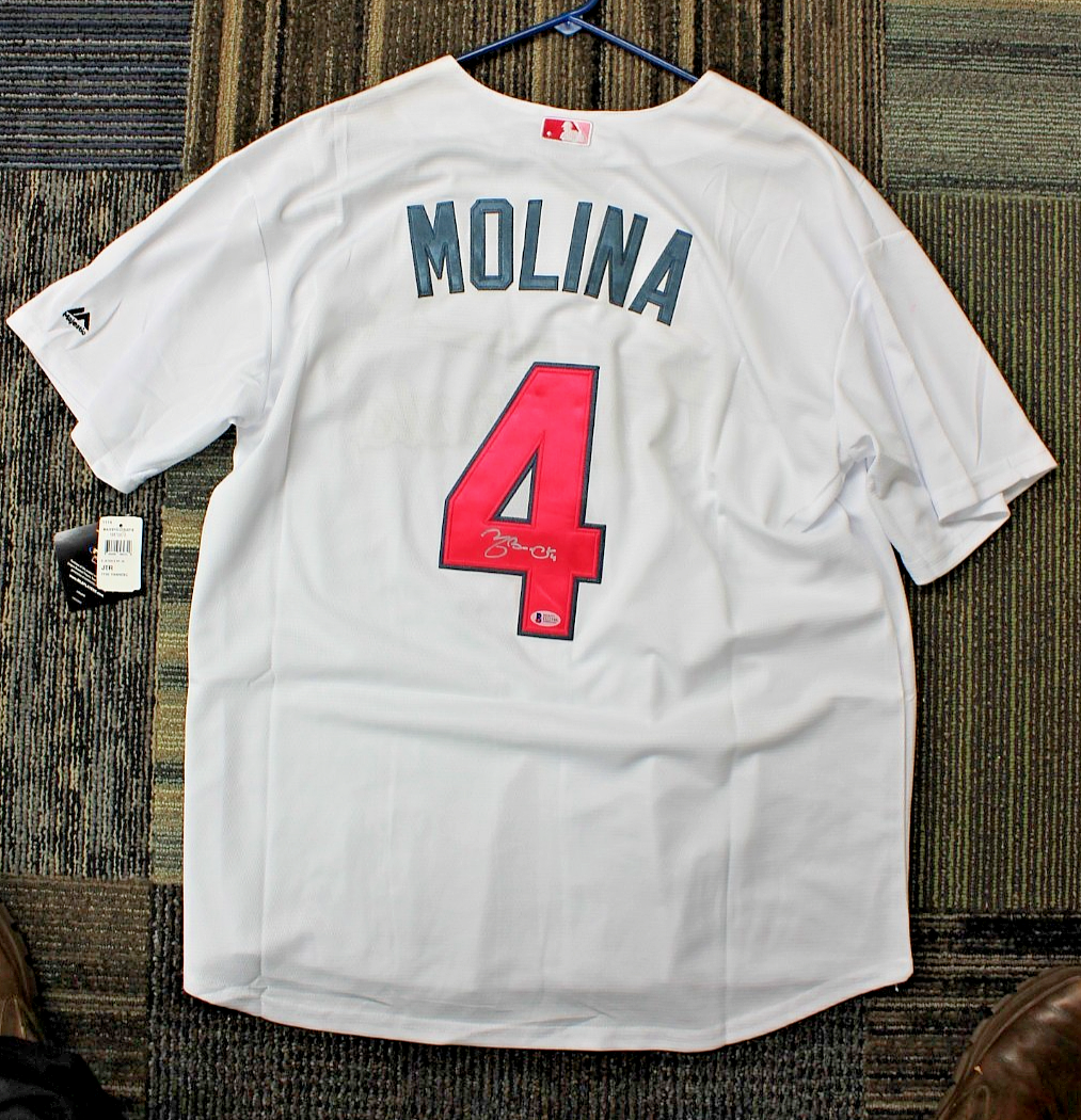 Yadier Molina Autographed Signed St. Louis Cardinals Authentic MLB Cool Base Mother's Day Jersey Beckett COA 