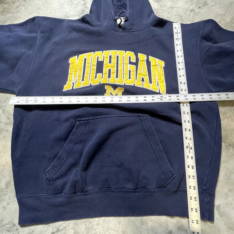 Vintage 1992 J. America University of Michigan Embroidered XXL Hoodie Sweatshirt - Изображение 3 из 4