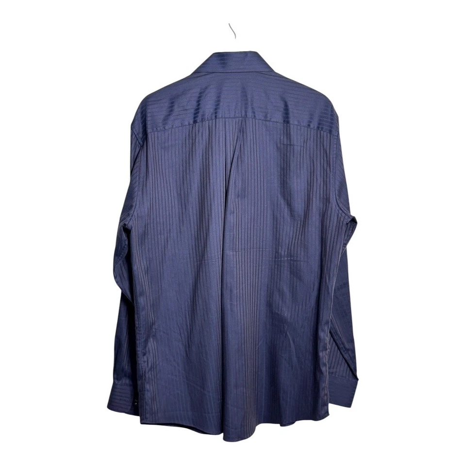 Camisa de vestir Neiman Marcus para hombre grande L púrpura oscuro a rayas algodón con botones Foto 2 de 4