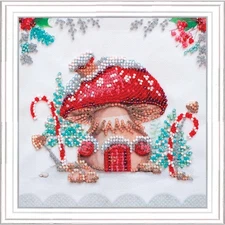 Abris Art Winter Magic Beaded Kit & Frame Stamped Embroidery