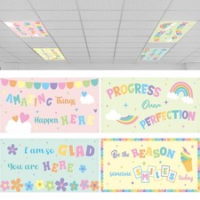 Pack of 4 Fluorescent Light Covers for Ceiling Lights, 4 x 2 Ft, Magnetic Lig...