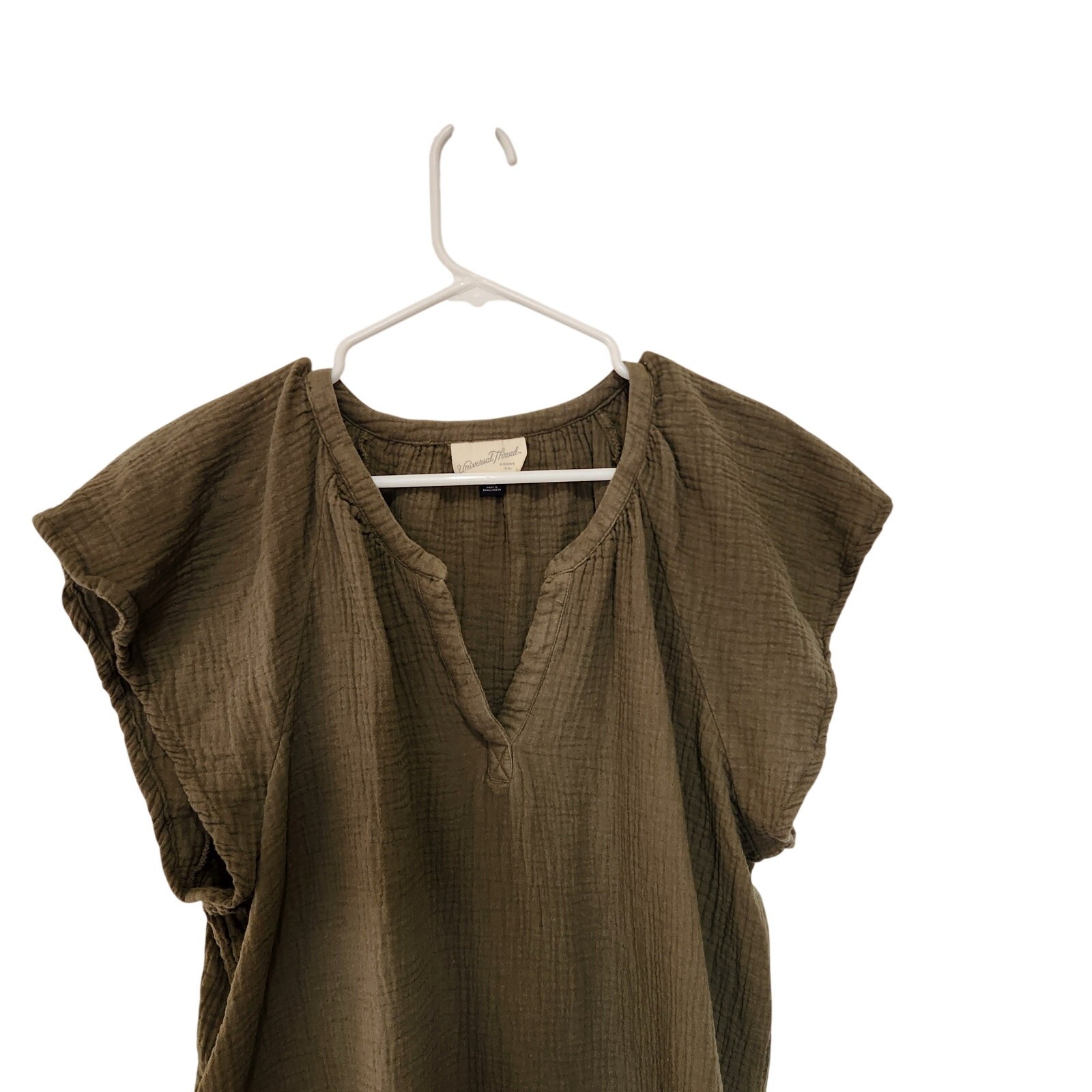 Universal Thread Earthy Green Flutter Sleeve Slub… - image 2