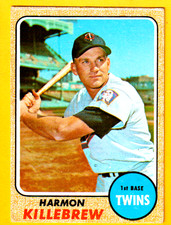 1968 TOPPS  HARMON KILLEBREW  #220  VGEX/EX  tip wear-no creaes TWINS  HOF