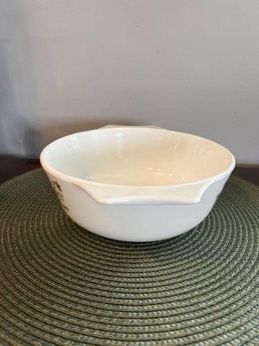 Vintage PYREX ENGLAND Handled Bowl Woodland Country Autumn orange & pink floral. - Picture 3 of 8