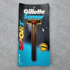 Gillette Sensor Razor Sport Metal Shaver Handle 93 USA fit Excel 3 Blade RED-HTF