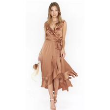 Show Me Your Mumu Samantha Ruffle Wrap Dress in Copper, SZ 2X, $198, NWT, 260