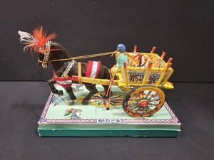 Gidi's Carrettino Siciliano Folk Art Horse Wheel Cart Italy Horse Drawn Figure 