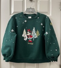 Disneyland Minnie Mouse Embroidered/Embossed Holiday Sweatshirt Women s Large