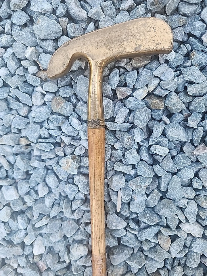 Axaline Eddie Nunn's Brass Head Putter  RH or LH Vintage Wood Shaft 38.5" U 5C - Image 3 of 4