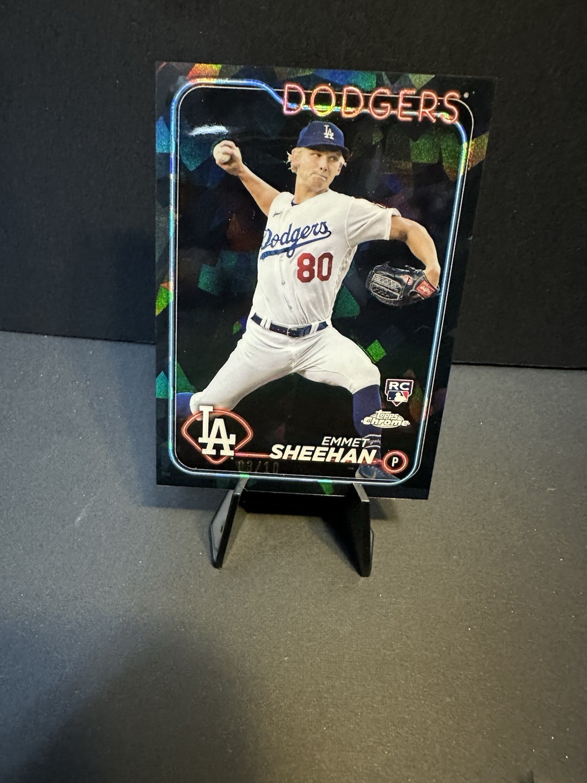 2024 Topps Chrome SAPPHIRE Emmet Sheehan RC Rookie BLACK Refractor /10 Dodgers