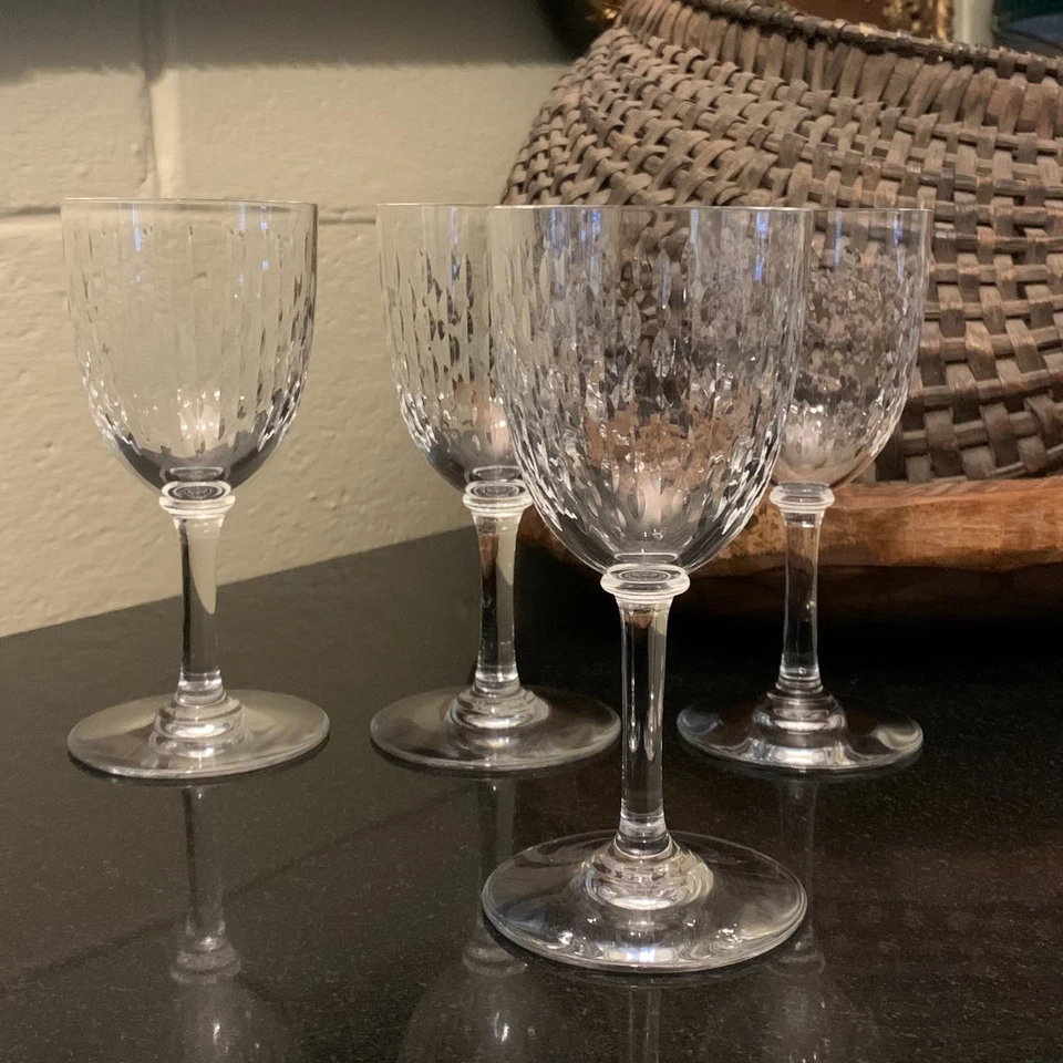 4 Baccarat Crystal Paris Pattern 5 3/4" Claret Wine Glasses France Excellent - Image 2 of 4