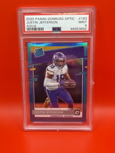 2020 Donruss Optic Rated Rookies Justin Jefferson #163 Aqua Prizm /299 PSA 9