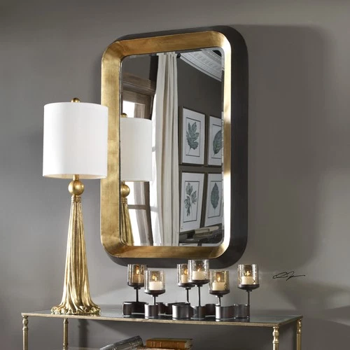 Uttermost 09301 Gold Niva 28"W Rectangular Framed Beveled Mirror By David Frisch - Picture 6 of 6