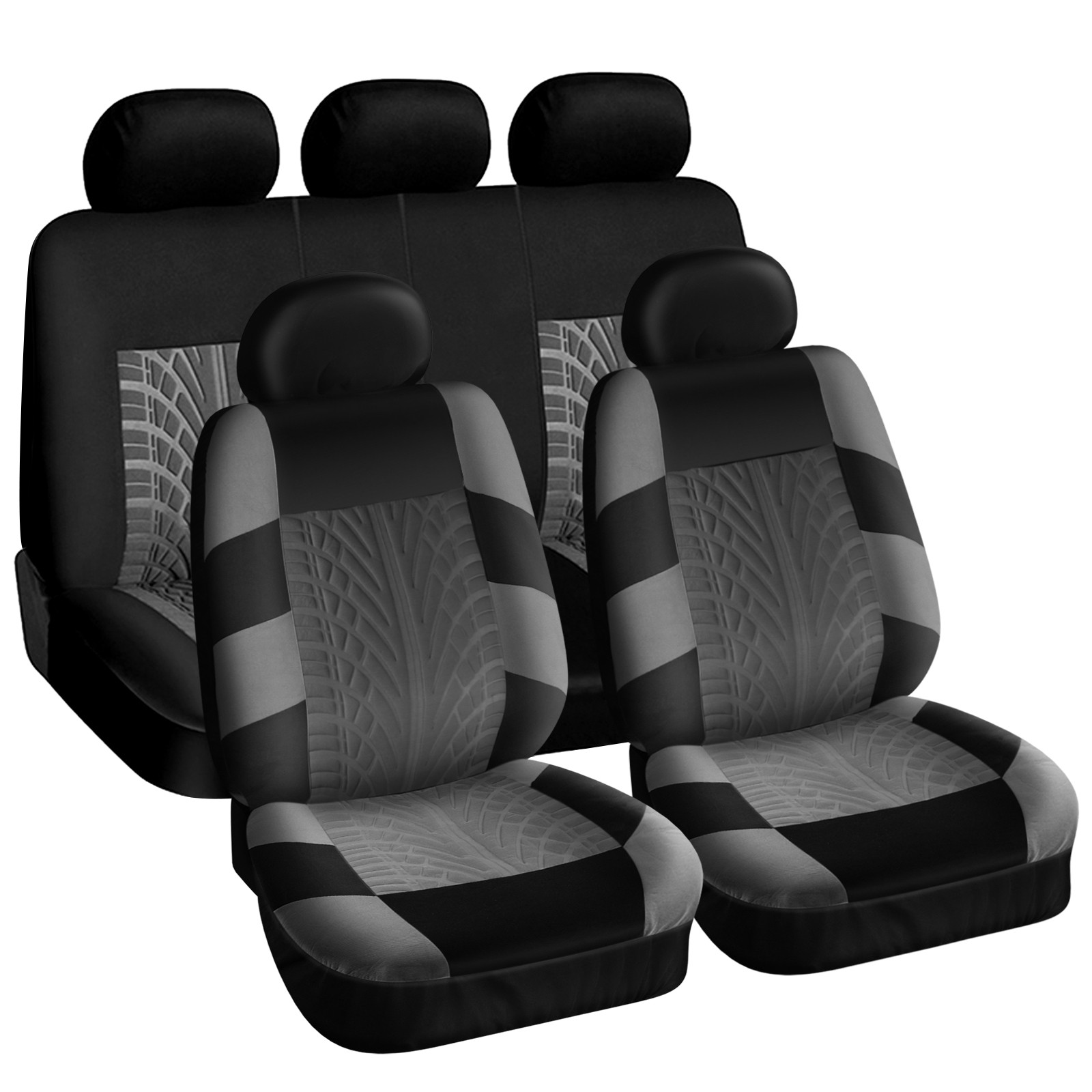 9pcs Car Seat Covers Full Set Universal SUV Front Rear Seat Protectors Fabric