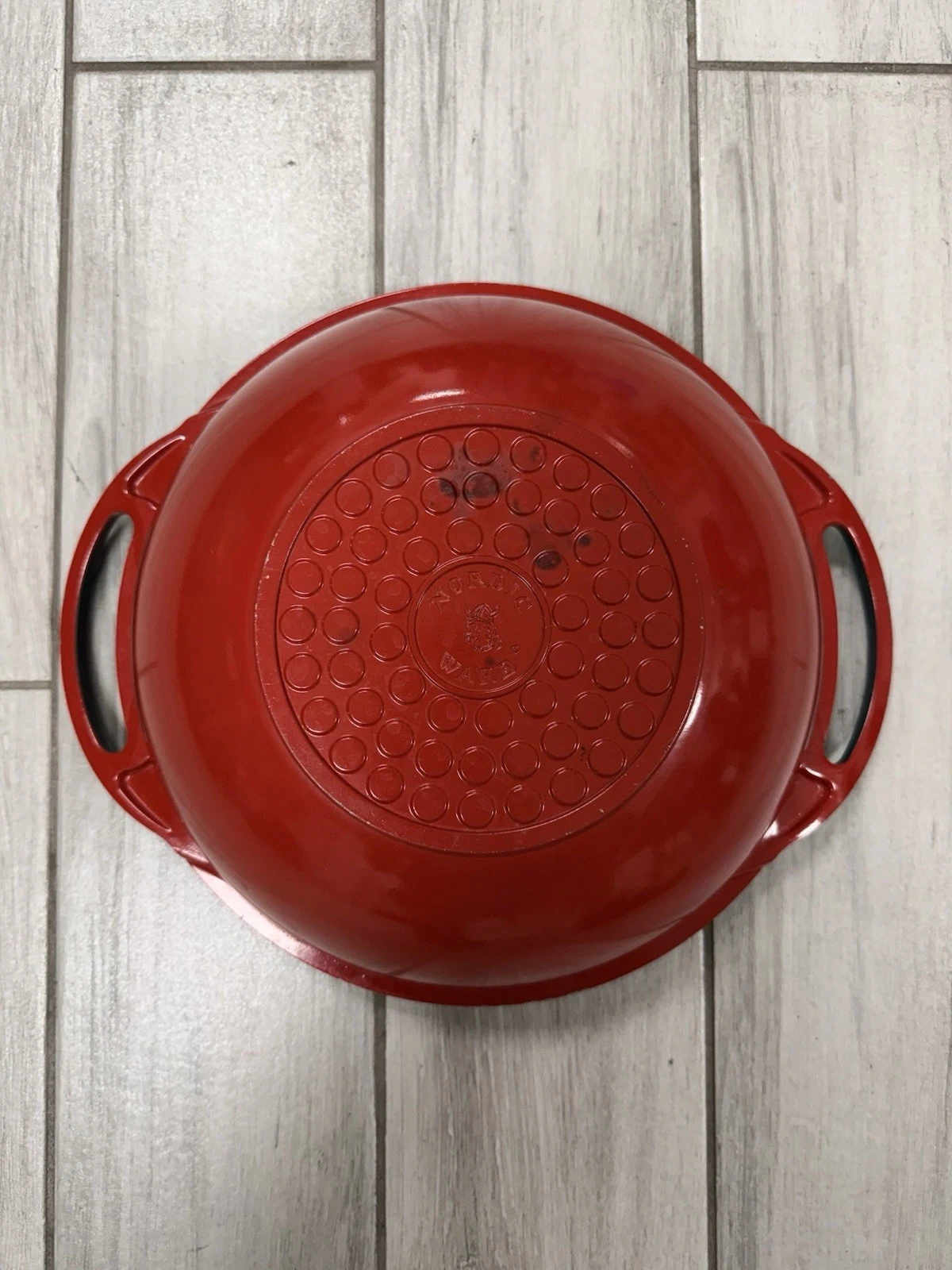 Vintage Nordic Ware Red Cast Iron Wok With Handles