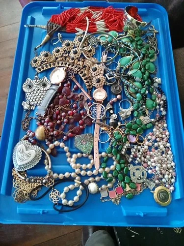 Vintage Costume Jewelry Junk Drawer Lot Rings Necklaces Bracelets