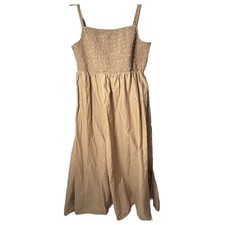 Old Navy Dress Womens XXL Tan Fit Flare Cami Smocked Midi Open Back Vacation