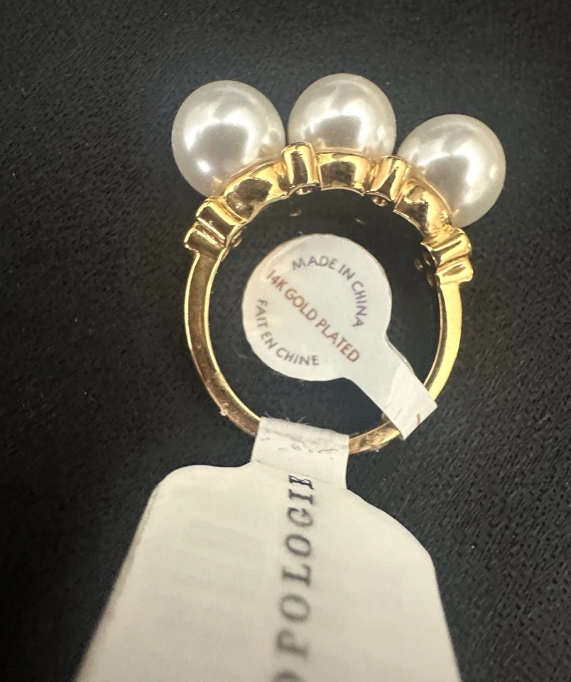 Anillo Anthropologie Tres Zorros Perlas Talla 7 Foto 4 de 4