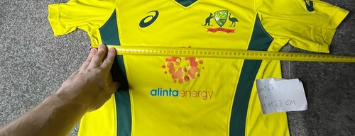 Asics Cricket Australia ODI Shirt Mens Small Blazing Yellow Home Jersey Top - Picture 13 of 13