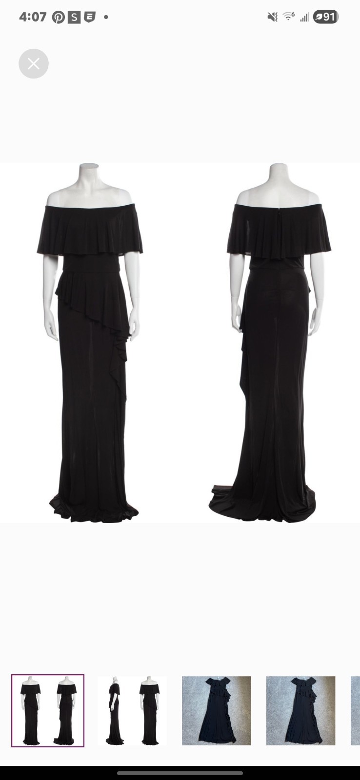 Teri Jon by Rickie Freeman Black Jersey Knit Evening Gown (18)