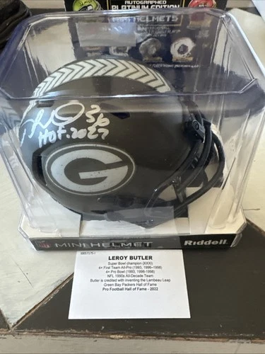 Packers LEROY BUTLER Signed SALUTE SERVICE Speed Mini Helmet AUTO w/HOF - JSA