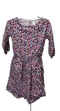 Tea Gray Multi Colored Floral Dress Girls Sz 12 Hi-Low Hemline 3/4 Sleeve