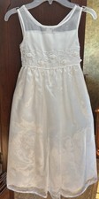 Rare Editions White Floral Lace Bow Dress Size 6 First Communion Flower Girl